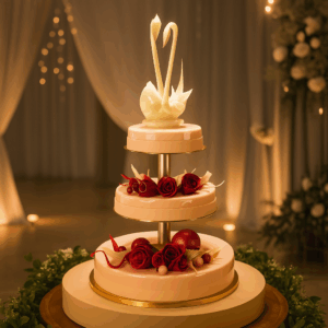 Bryllupskake: Svaner