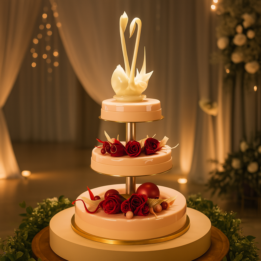 Bryllupskake: Svaner